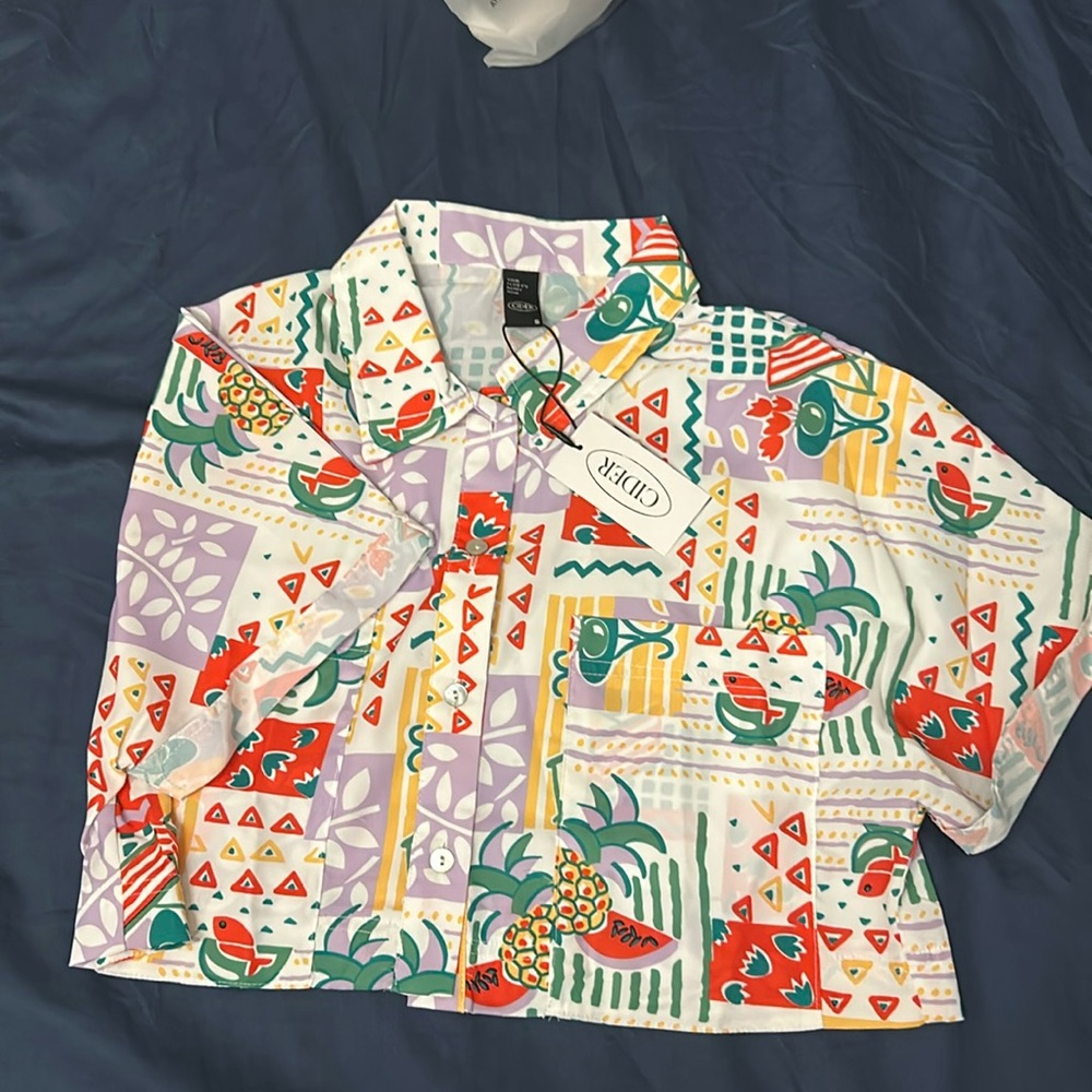 Festive Crop Button Up